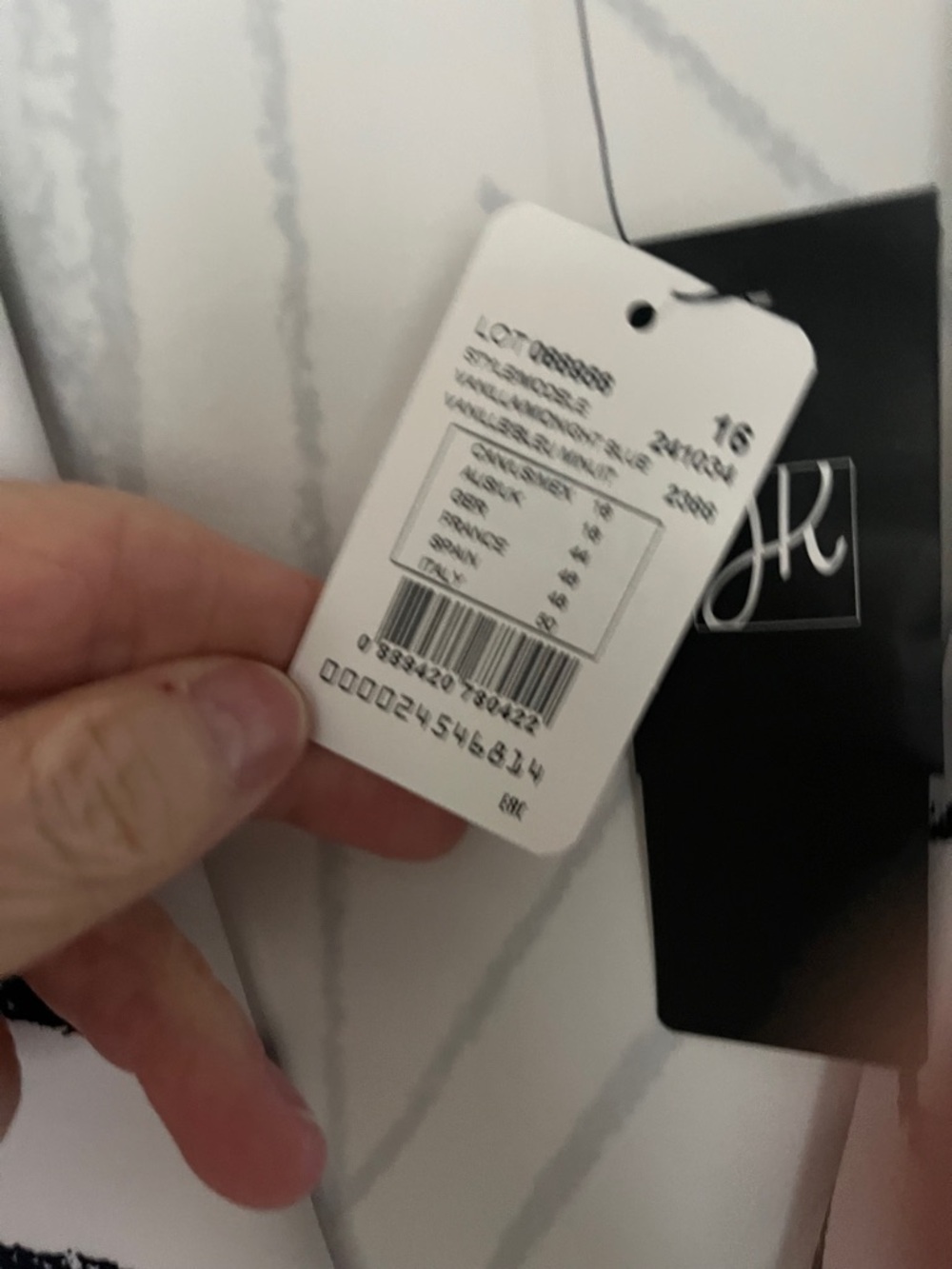 Joseph Ribkoff White Jacket with Navy Geometric Print - Picture 2 of 4